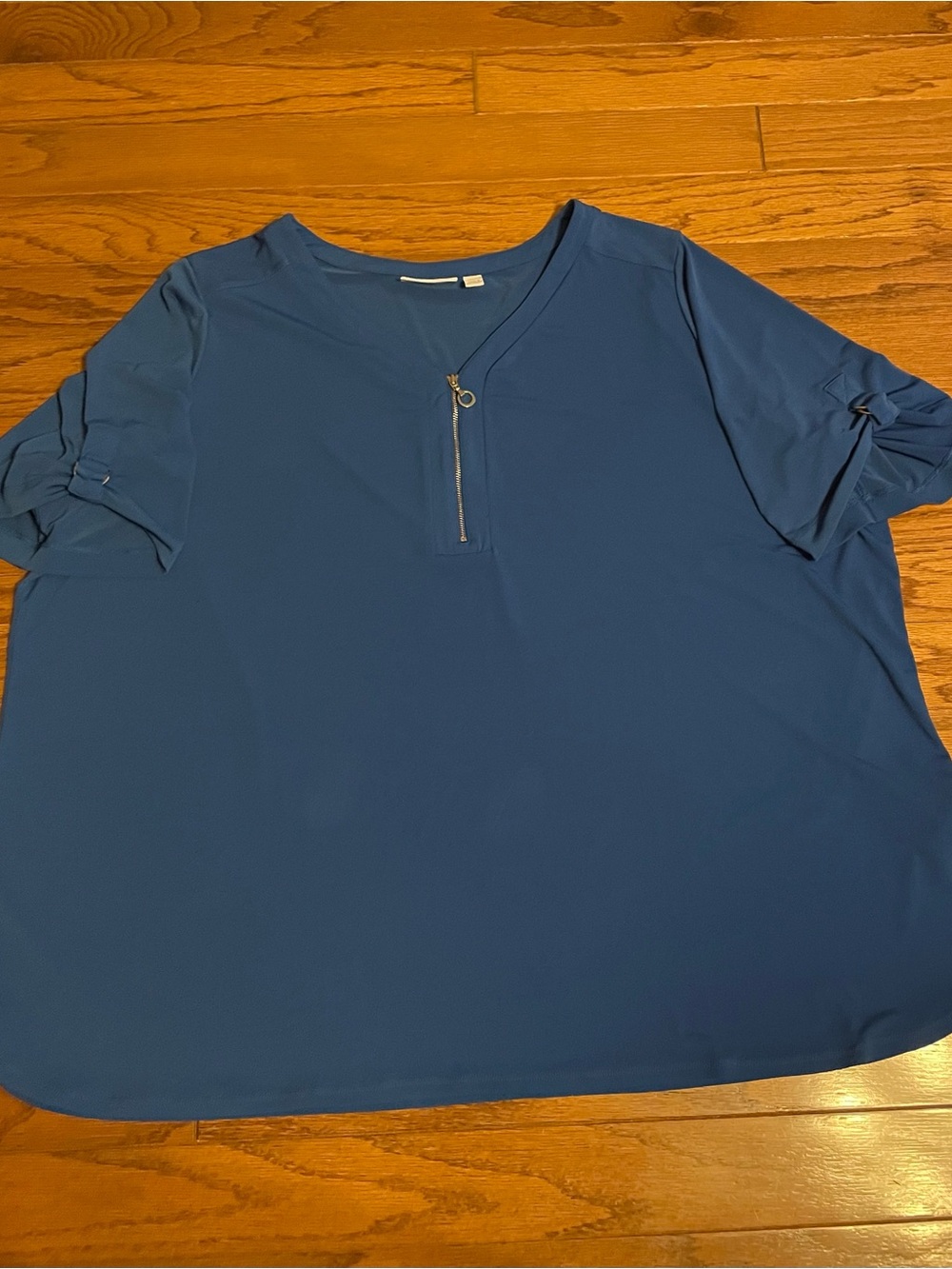 Susan Graver Royal Blue Zip-Front Top Size 4X